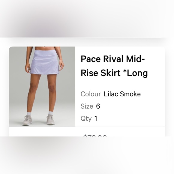 lululemon Pace Rival Mid-rise skirt Long size 6 lilac smoke - Picture 11 of 11